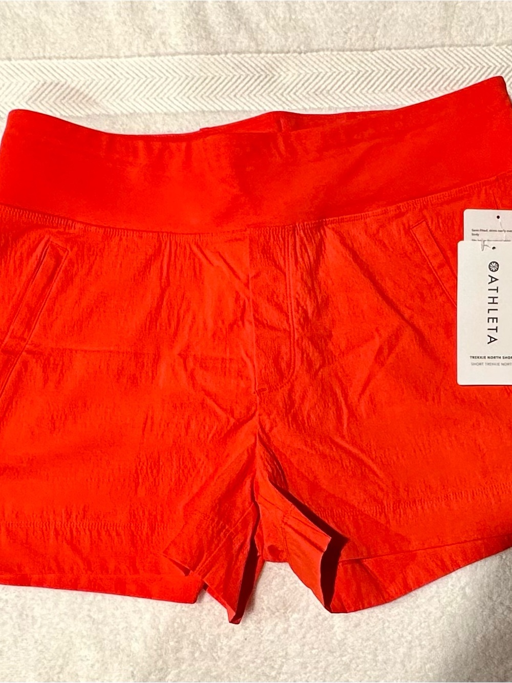 Athleta Bright Red Athletic Shorts with High Waistband